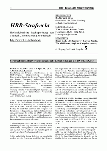 HRRS-Ausgabe Mai 2003