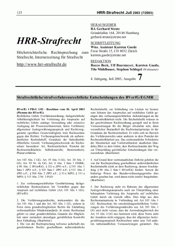 HRRS-Ausgabe Juli 2003