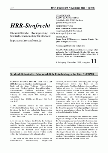 Titelbild Ausgabe 11/2003