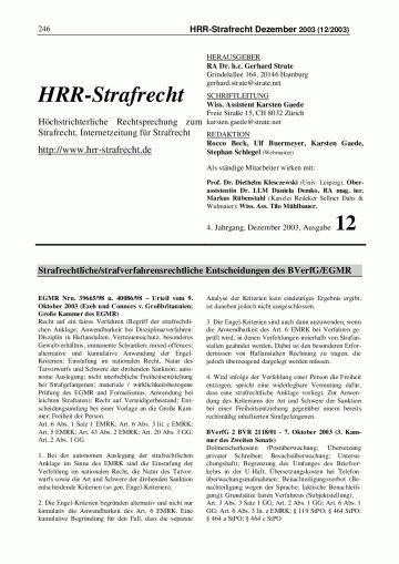 Titelbild Ausgabe 12/2003
