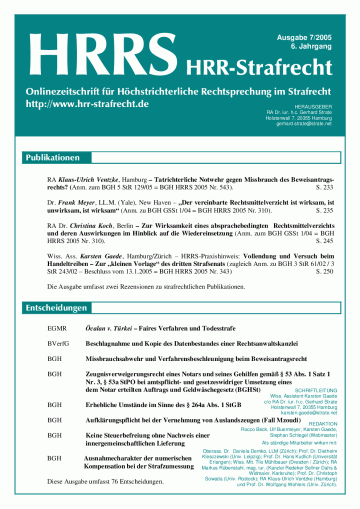 HRRS-Ausgabe Juli 2005