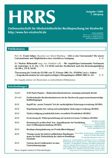 HRRS-Ausgabe Januar 2006