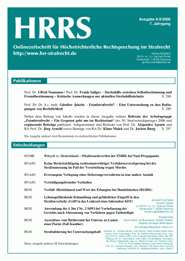 HRRS-Ausgabe Aug./Sept. 2006