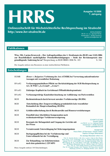 HRRS-Ausgabe Oktober 2006