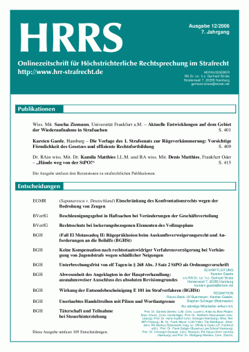 HRRS-Ausgabe Dezember 2006