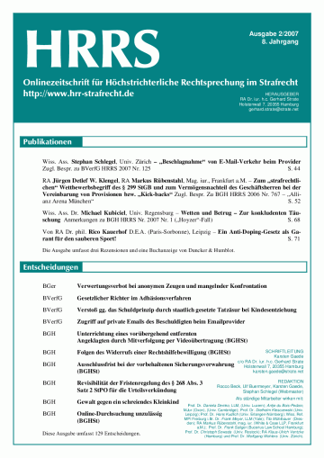 Titelbild Ausgabe 2/2007