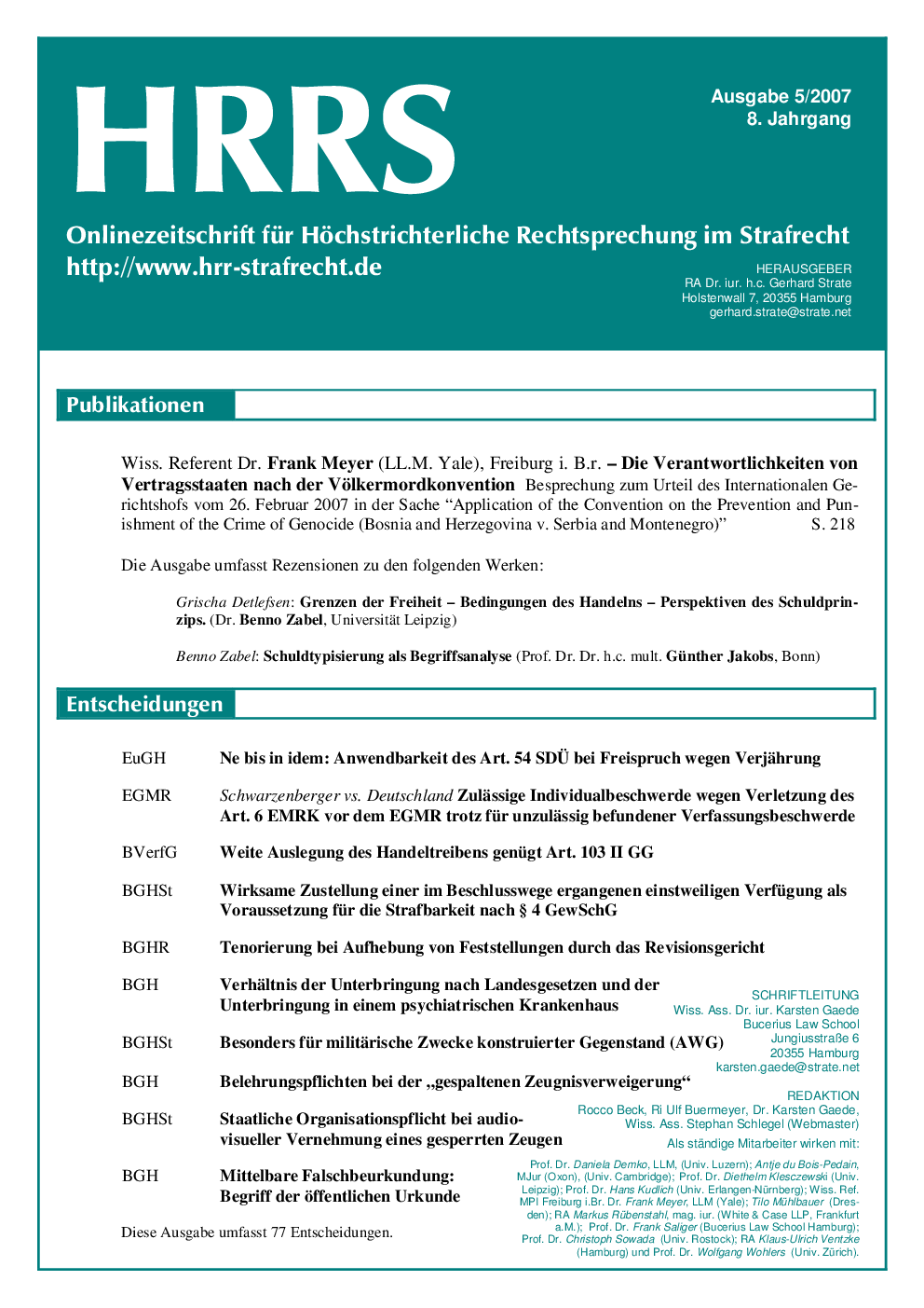 HRRS-Ausgabe Mai 2007
