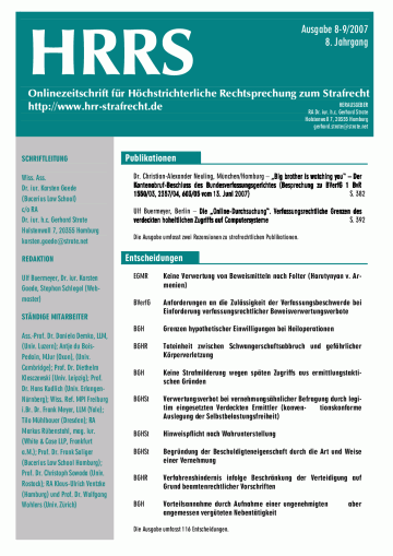 Titelbild Ausgabe 8/2007
