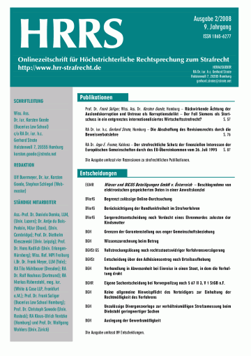 HRRS-Ausgabe Februar 2008