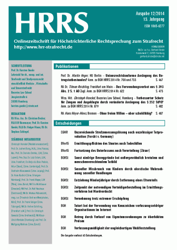 HRRS-Ausgabe Dezember 2014