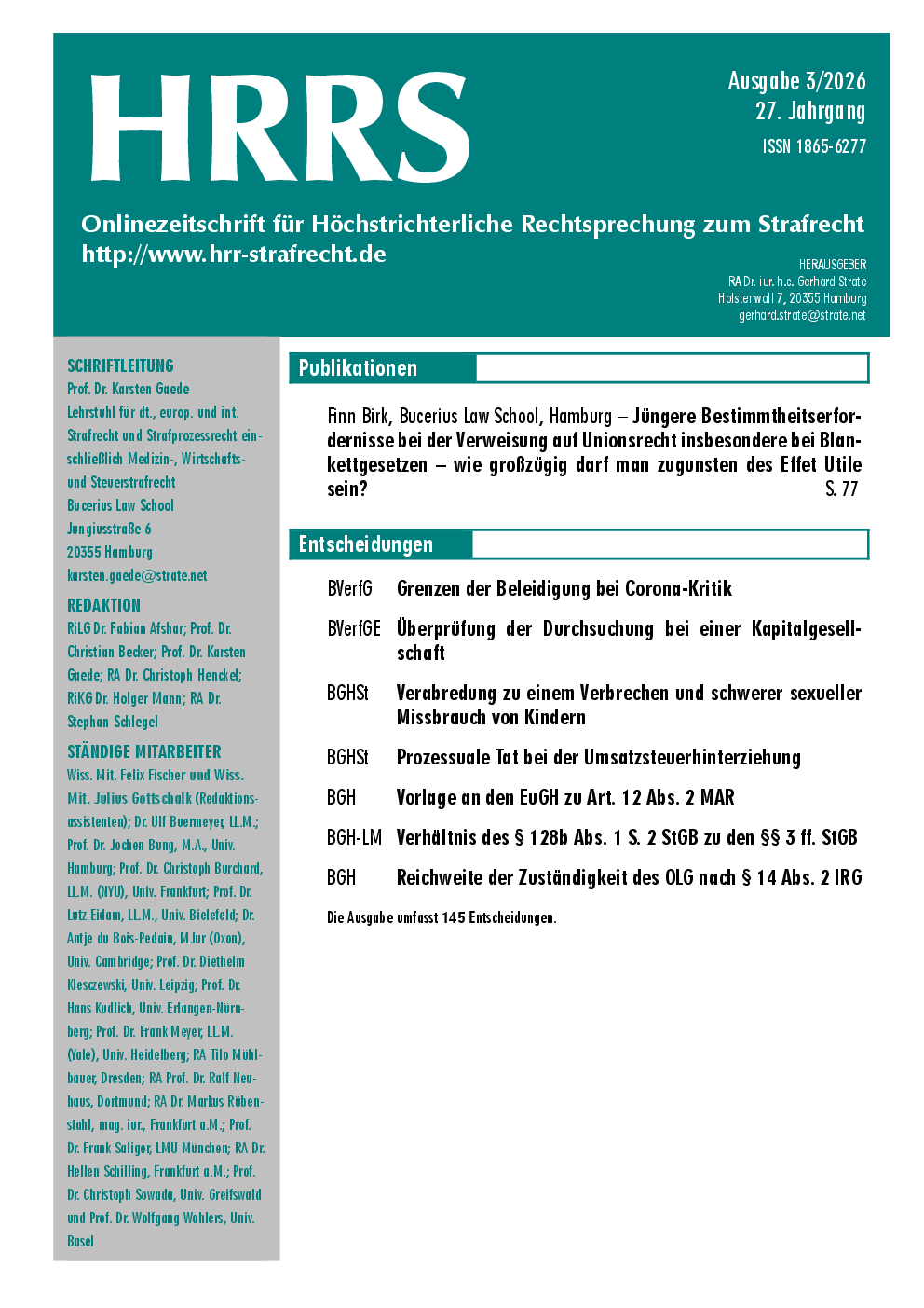 Titelbild Ausgabe 3/2026